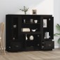 Credenze 3 pz Nere in Legno Multistrato Credenze 3 pz Nere in Legno Multistrato