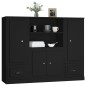 Credenze 3 pz Nere in Legno Multistrato Credenze 3 pz Nere in Legno Multistrato