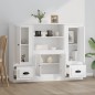 Credenze 3 pz Bianco Lucido in Legno Multistrato Credenze 3 pz Bianco Lucido in Legno Multistrato