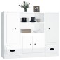 Credenze 3 pz Bianco Lucido in Legno Multistrato Credenze 3 pz Bianco Lucido in Legno Multistrato