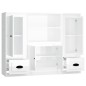 Credenze 3 pz Bianco Lucido in Legno Multistrato Credenze 3 pz Bianco Lucido in Legno Multistrato