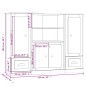Credenze 3 pz Bianco Lucido in Legno Multistrato Credenze 3 pz Bianco Lucido in Legno Multistrato