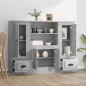 Credenze 3 pz Grigio Cemento in Legno Multistrato Credenze 3 pz Grigio Cemento in Legno Multistrato