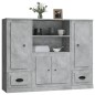 Credenze 3 pz Grigio Cemento in Legno Multistrato Credenze 3 pz Grigio Cemento in Legno Multistrato