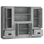 Credenze 3 pz Grigio Cemento in Legno Multistrato Credenze 3 pz Grigio Cemento in Legno Multistrato