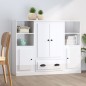 Credenze 3 pz Bianco Lucido in Legno Multistrato Credenze 3 pz Bianco Lucido in Legno Multistrato