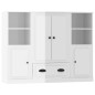 Credenze 3 pz Bianco Lucido in Legno Multistrato Credenze 3 pz Bianco Lucido in Legno Multistrato