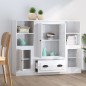 Credenze 3 pz Bianco Lucido in Legno Multistrato Credenze 3 pz Bianco Lucido in Legno Multistrato