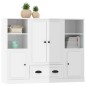 Credenze 3 pz Bianco Lucido in Legno Multistrato Credenze 3 pz Bianco Lucido in Legno Multistrato