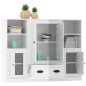 Credenze 3 pz Bianco Lucido in Legno Multistrato Credenze 3 pz Bianco Lucido in Legno Multistrato