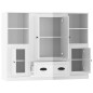 Credenze 3 pz Bianco Lucido in Legno Multistrato Credenze 3 pz Bianco Lucido in Legno Multistrato