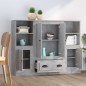 Credenze 3 pz Grigio Cemento in Legno Multistrato Credenze 3 pz Grigio Cemento in Legno Multistrato