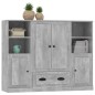 Credenze 3 pz Grigio Cemento in Legno Multistrato Credenze 3 pz Grigio Cemento in Legno Multistrato