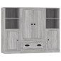 Credenze 3 pz Grigio Sonoma in Legno Multistrato Credenze 3 pz Grigio Sonoma in Legno Multistrato