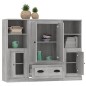 Credenze 3 pz Grigio Sonoma in Legno Multistrato Credenze 3 pz Grigio Sonoma in Legno Multistrato