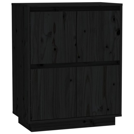 Credenza Nera 60x34x75 cm in Legno Massello di Pino