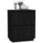 Credenza Nera 60x34x75 cm in Legno Massello di Pino Credenza Nera 60x34x75 cm in Legno Massello di Pino