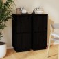 Credenze 2 pz Nero 31,5x34x75 cm in Legno Massello di Pino Credenze 2 pz Nero 31,5x34x75 cm in Legno Massello di Pino