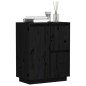 Credenza Nera 60x34x75 cm in Legno Massello di Pino Credenza Nera 60x34x75 cm in Legno Massello di Pino