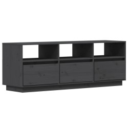Mobile TV Grigio 140x37x50 cm in Legno Massello di Pino