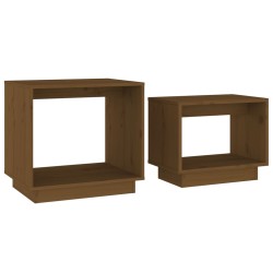 Tavolini da Salotto ad Incastro 2 pz Miele in Legno di Pino
