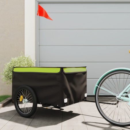vidaXL Rimorchio da Bici Nero e Verde 45 kg in Ferro