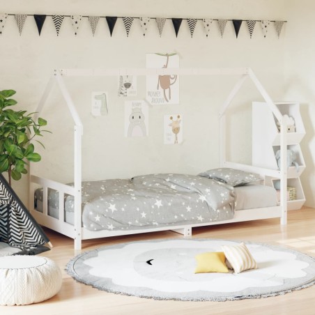 vidaXL Giroletto per Bambini Bianco 90x200cm in Legno Massello di Pino
