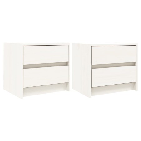 vidaXL Comodini 2 pz Bianchi 40x31x35,5 cm in Legno Massello di Pino