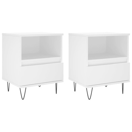 vidaXL Comodini 2pz Bianchi 40x35x50 cm in Legno Multistrato