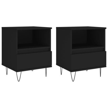 vidaXL Comodini 2pz Neri 40x35x50 cm in Legno Multistrato