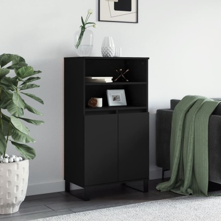 vidaXL Credenza Nera 60x36x110 cm in Legno Multistrato