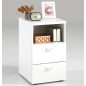 FMD Comodino con 2 Cassetti e Scomparto Aperto Bianco 652-001