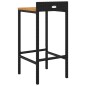 vidaXL Sgabelli da Bar 2pz Neri Polyrattan e Legno Massello di Acacia vidaXL Sgabelli da Bar 2pz Neri Polyrattan e Legno Massello di Acacia