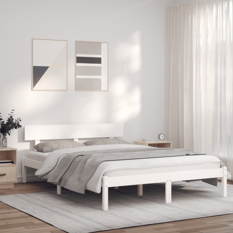 vidaXL Giroletto Bianco 160x200 cm in Legno Massello di Pino