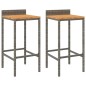 Sgabelli da Bar 2pz Grigi Polyrattan e Legno Massello di Acacia Sgabelli da Bar 2pz Grigi Polyrattan e Legno Massello di Acacia