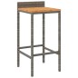 Sgabelli da Bar 2pz Grigi Polyrattan e Legno Massello di Acacia Sgabelli da Bar 2pz Grigi Polyrattan e Legno Massello di Acacia