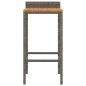 Sgabelli da Bar 2pz Grigi Polyrattan e Legno Massello di Acacia Sgabelli da Bar 2pz Grigi Polyrattan e Legno Massello di Acacia