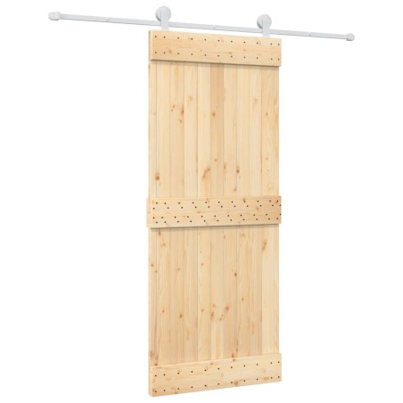 vidaXL Porta Scorrevole con Set Hardware 85x210 cm Legno Massello Pino