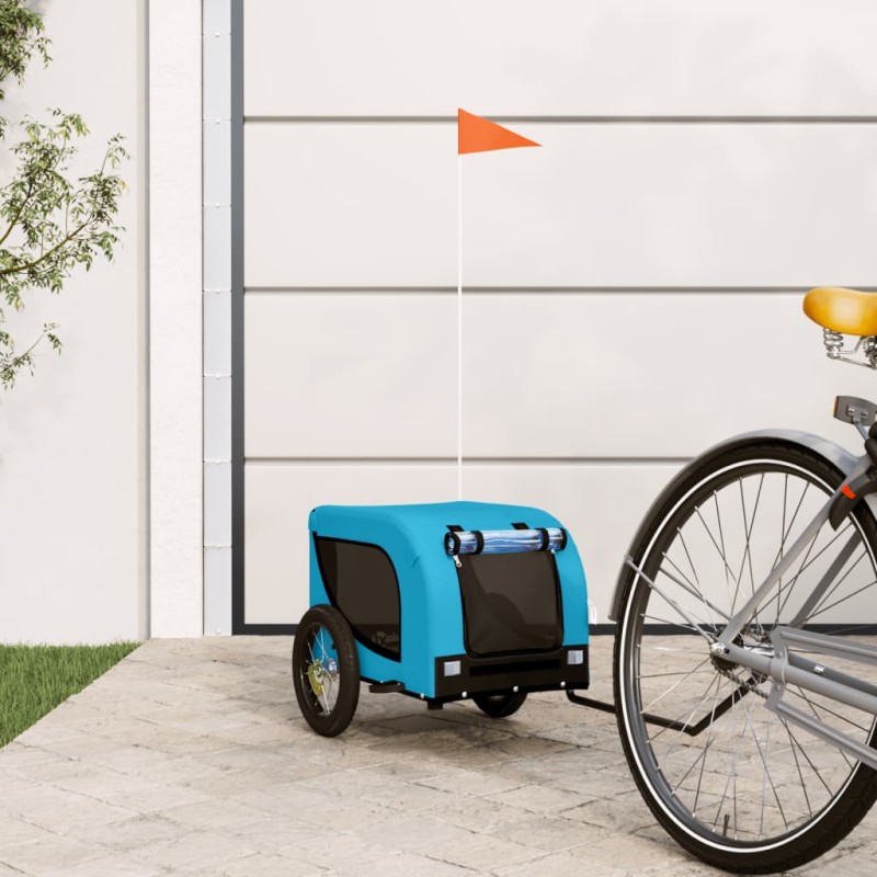 vidaXL Rimorchio da Bici per Cani Blu e Nero Tessuto Oxford e Ferro vidaXL Rimorchio da Bici per Cani Blu e Nero Tessuto Oxford e Ferro