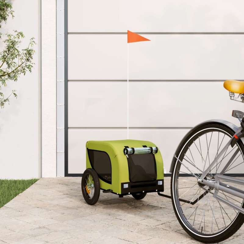 vidaXL Rimorchio da Bici per Cani Verde e Nero Tessuto Oxford e Ferro vidaXL Rimorchio da Bici per Cani Verde e Nero Tessuto Oxford e Ferro