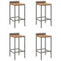 Sgabelli da Bar 4pz Grigi Polyrattan e Legno Massello di Acacia Sgabelli da Bar 4pz Grigi Polyrattan e Legno Massello di Acacia