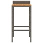 Sgabelli da Bar 4pz Grigi Polyrattan e Legno Massello di Acacia Sgabelli da Bar 4pz Grigi Polyrattan e Legno Massello di Acacia