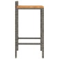 Sgabelli da Bar 4pz Grigi Polyrattan e Legno Massello di Acacia Sgabelli da Bar 4pz Grigi Polyrattan e Legno Massello di Acacia