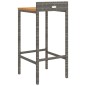 Sgabelli da Bar 4pz Grigi Polyrattan e Legno Massello di Acacia Sgabelli da Bar 4pz Grigi Polyrattan e Legno Massello di Acacia