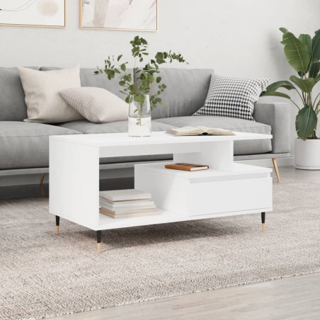 vidaXL Tavolino da Salotto Bianco 90x49x45 cm in Legno Multistrato