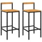 Sgabelli da Bar 2pz Neri Polyrattan e Legno Massello di Acacia Sgabelli da Bar 2pz Neri Polyrattan e Legno Massello di Acacia