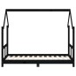 vidaXL Giroletto per Bambini Nero 80x160 cm in Legno Massello di Pino
