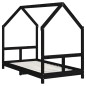 vidaXL Giroletto per Bambini Nero 80x160 cm in Legno Massello di Pino