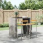 Sgabelli da Bar 2pz Grigi Polyrattan e Legno Massello di Acacia Sgabelli da Bar 2pz Grigi Polyrattan e Legno Massello di Acacia