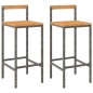 Sgabelli da Bar 2pz Grigi Polyrattan e Legno Massello di Acacia Sgabelli da Bar 2pz Grigi Polyrattan e Legno Massello di Acacia